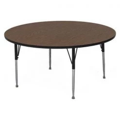 Correll, Inc. Adjustable Height Activity Kids School Table, 48" W, 48" L, 19" to 29" H, Walnut