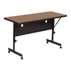 Correll, Inc. Deluxe Adjustable Height Flip Top Training Table, 24" W, 48" L, High Pressure Laminate Top, Walnut