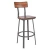 Flash Furniture Flint Walnut/Gray Metal Barstool