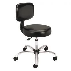 Hon Medical Exam Stool with Back, 24-1/4 x 27-1/4 x 36, Black