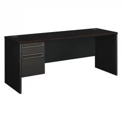 Hon Left Pedestal Credenza, 72w x 24d x 29-1/2h, Mahogany/Charcoal