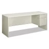 Hon Single Pedestal Credenza, 72w x 24d x 29.5h, Right, Silver/Gray