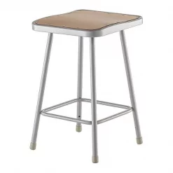National Public Seating Square Stool, Height Range 24", Masonite Board Gray