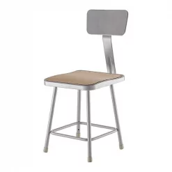 National Public Seating Square Stool with Backrest, Height 18"Gray