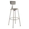 National Public Seating Round Stool with Backrest, Height 30"Gray