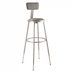 National Public Seating Round Stool with Backrest, Height 31" to 39"Gray