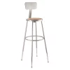 National Public Seating Round Stool with Backrest, Height 31" to 39"Gray