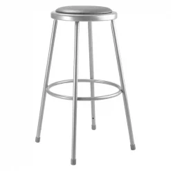 National Public Seating Round Stool, Height Range 30", Vinyl Gray