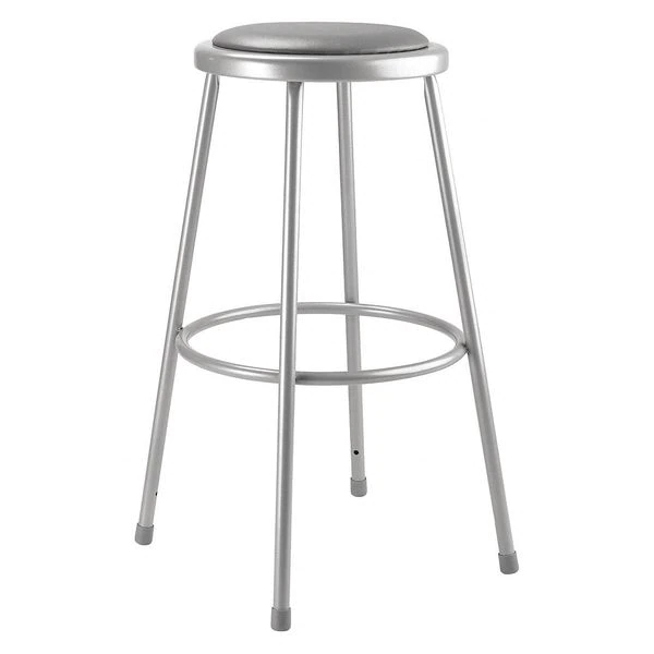 National Public Seating Round Stool, Height Range 30", Vinyl Gray 3 National Public Seating Round Stool, Height Range 30", Vinyl Gray