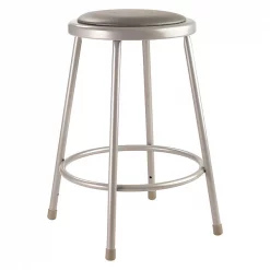 National Public Seating Round Stool, Height Range 24", Vinyl Gray