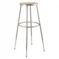 National Public Seating Round Stool, Height Range 31" to 39", Masonite Board Gray