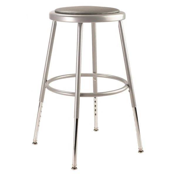 National Public Seating Round Stool, Height Range 25" to 33", Vinyl Gray 3 National Public Seating Round Stool, Height Range 25" to 33", Vinyl Gray