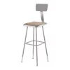 National Public Seating Square Stool with Backrest, Height 31" to 39"Gray