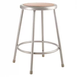 National Public Seating Round Stool, Height Range 24", Masonite Board Gray
