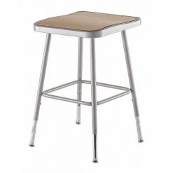 National Public Seating Square Stool, Height Range 19" to 27", Masonite Board Gray
