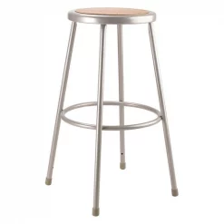 National Public Seating Round Stool, Height Range 30", Hardboard Gray