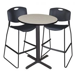 Cain Round Cafe Table, 30"; 24" W, 42"; 43" H, Maple