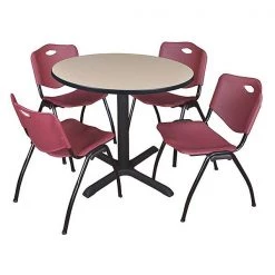 Cain Round Breakroom Table, 42" W, 29" H, Beige