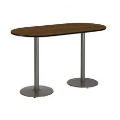 Kfi Racetrack Bistro Table, 72" W, 42" (Bar Height) H, Laminate Top, Walnut