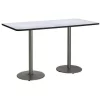 Rectangle KFI 36" x 72" Pedestal Table with Grey Nebula Top, Round Silver Base. Bistro Height, 72 W -Kitchen & Dining Furniture Sales Store Z tsB0kcpEx