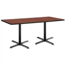 Rectangle KFI 30" x 72" Conference Table with Mahogany Top, Black X-Base, 72 W, 30 L, 29 H