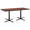 Rectangle KFI 36" x 72" Pedestal Table with Mahogany Top, Black X-Base, 72 W, 36 L, 29 H, Mahogany -Kitchen & Dining Furniture Sales Store Z tsB0ncpEx