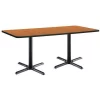 Rectangle KFI 36" x 72" Pedestal Table with Medium Oak Top, Black X-Base, 72 W, 36 L, 29 H -Kitchen & Dining Furniture Sales Store Z tsB0pcpEx
