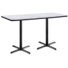 Rectangle KFI 30" x 72" Conference Table with Grey Nebula Top, Black X-Base. Bistro Height, 72 W