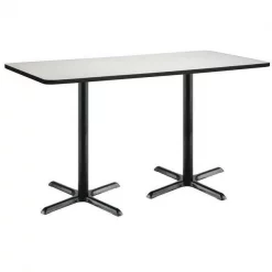 Rectangle KFI 30" x 72" Conference Table with Crisp Linen Top, Black X-Base, Bistro Height, 72 W