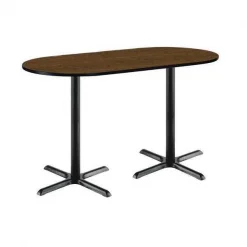 Kfi Racetrack Bistro Table, 72" W, 42" (Bar Height) H, Laminate Top, Walnut