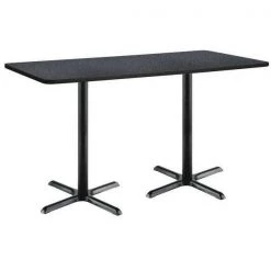 Rectangle KFI 30" x 72" Conference Table with Graphite Nebula Top, Black X-Base, Bistro Height