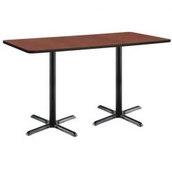 Rectangle KFI 30"x 72" Conference Table with Mahogany Top, Black X-Base, Bistro Height, 72 W, 30 L