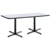 Rectangle KFI 36" x 72" Pedestal Table with Grey Nebula Top, Black X-Base, 72 W, 36 L, 29 H, Grey -Kitchen & Dining Furniture Sales Store Z tsDticpEx