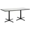 Rectangle KFI 36" x 72" Pedestal Table with Crisp Linen Top, Black X-Base, 72 W, 36 L, 29 H -Kitchen & Dining Furniture Sales Store Z tsDtjcpIx