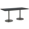 Rectangle KFI 36" x 72" Pedestal Table with Graphite Nebula Top, Round Silver Base, 72 W, 36 L