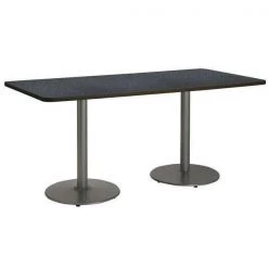 Rectangle KFI 36" x 72" Pedestal Table with Graphite Nebula Top, Round Silver Base, 72 W, 36 L