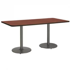 Rectangle KFI 30" x 72" Conference Table with Mahogany Top, Round Silver Base, 72 W, 30 L, 29 H
