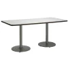 Rectangle KFI 30" x 72" Conference Table with Crisp Linen Top, Round Silver Base, 72 W, 30 L, 29 H -Kitchen & Dining Furniture Sales Store Z tsDtqcpEx