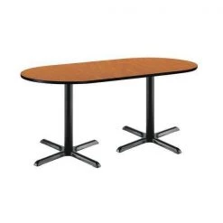 Kfi Racetrack RaceTrack Table, 72" W, 29" (Cafe Height) H, Laminate Top, Medium Oak