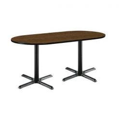 Kfi RaceTrack Table, 72" W, 29" (Cafe Height) H, Laminate Top, Walnut