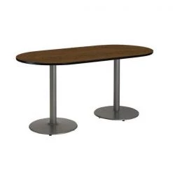 Kfi Racetrack RaceTrack Table, 72" W, 29" (Cafe Height) H, Laminate Top, Walnut