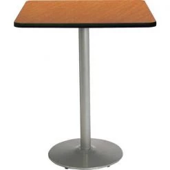 Kfi Square Bistro Table, 30" W, 42" (Bar Height) H, Laminate Top, Medium Oak