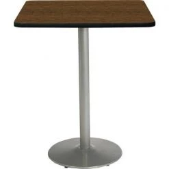 Kfi Square Bistro Table, 36" W, 42" (Bar Height) H, Laminate Top, Walnut