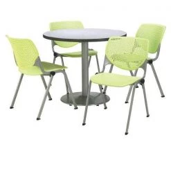 Kfi Round Breakroom Table And Chair Set, 31"(Chair) H, Laminate Top, Gray Nebula