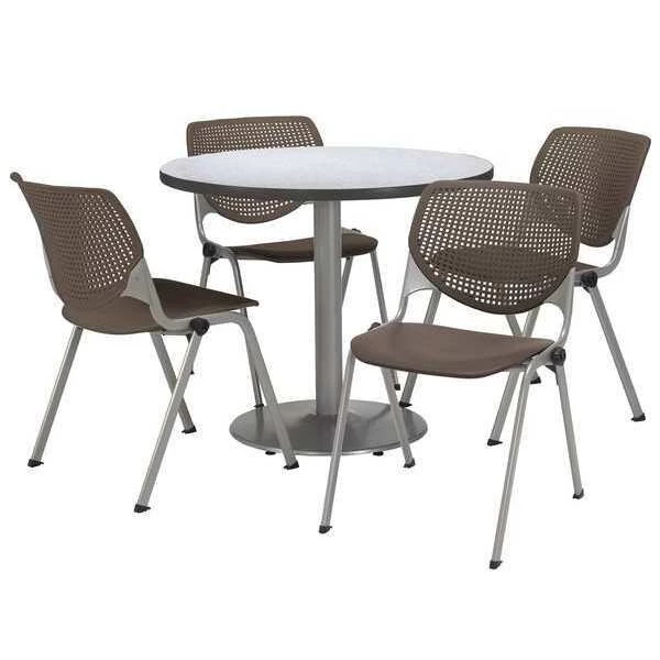 Kfi Round Pedastal Table, 36 W, 36 L, 29 H, Laminate Top, Grey 3 Kfi Round Pedastal Table, 36 W, 36 L, 29 H, Laminate Top, Grey