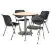 Round KFI Round 36" Dia. Pedestal Table with 4 Black KOOL Series Stack Chairs, Natural Laminate Top -Kitchen & Dining Furniture Sales Store Z tsF hcpEx 1