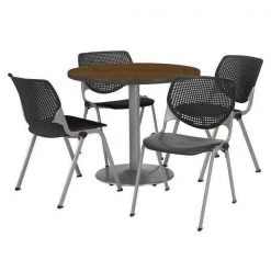 Kfi Round Breakroom Table And Chair Set, 31"(Chair) H, Laminate Top, Natural
