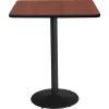 Square KFI 42" Square Breakroom Table with Mahogany Top, Round Black Base, Bistro Height, 42 W