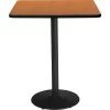 Square KFI 42" Square Breakroom Table with Medium Oak Top, Round Black Base, Bistro Height, 42 W