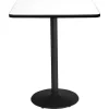 Square KFI 42" Square Breakroom Table with Crisp Linen Top, Round Black Base, Bistro Height, 42 W